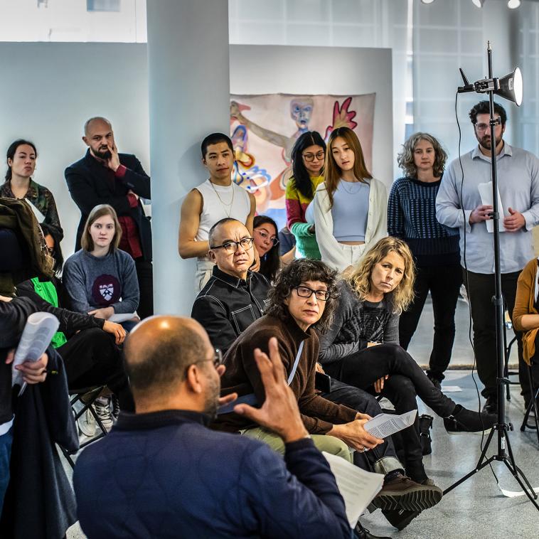 Students and faculty in conversation