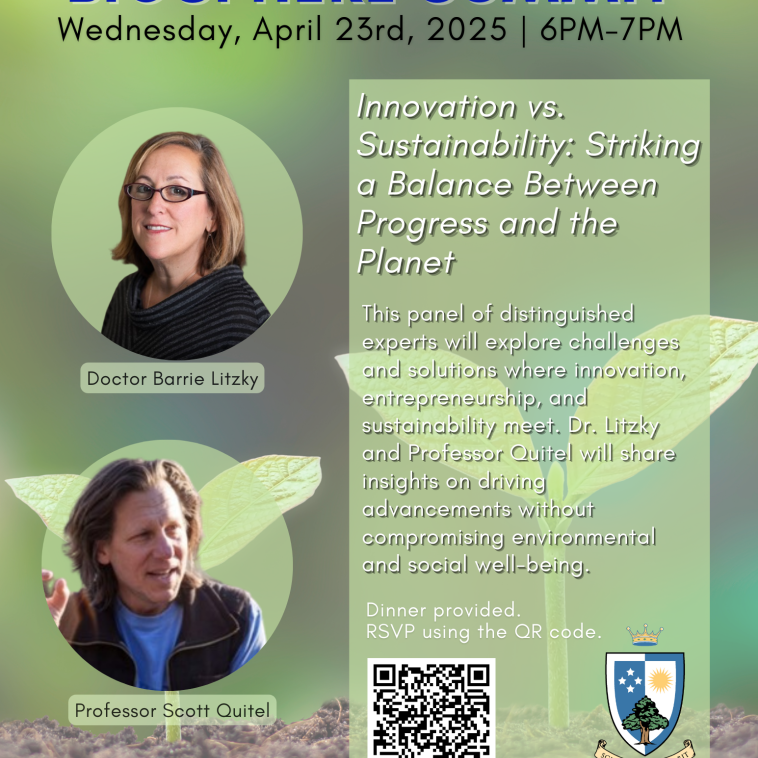 Join us for a discussion by Dr. Litzky and Professor Quitel about how to best balance sustainability and innovation.