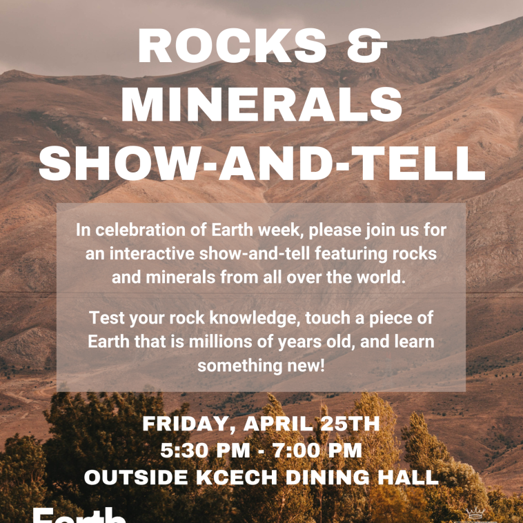 Description of rocks and minerals show and tell that will be happening in KCECH on April 23rd