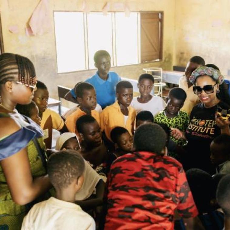 Kids in a classroom abroad