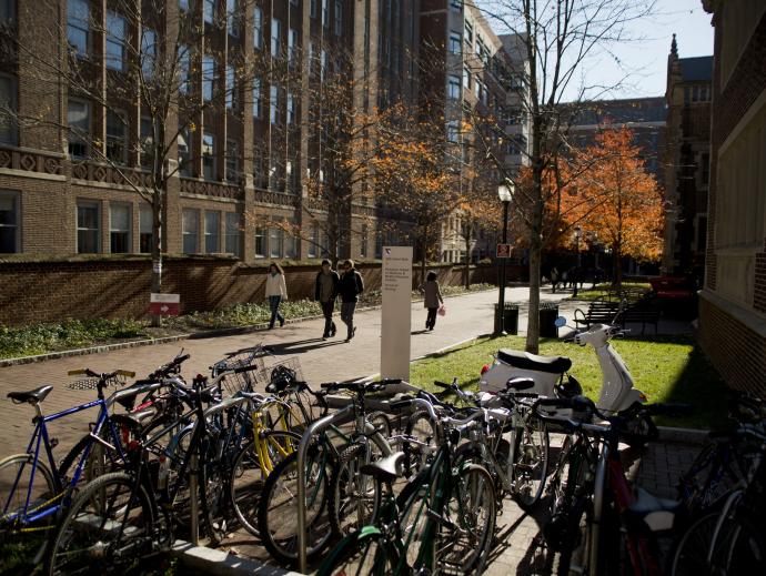 Bicycles parked on Penn campus