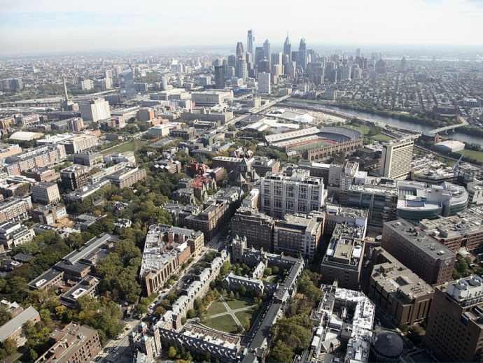 An aerial view of campus