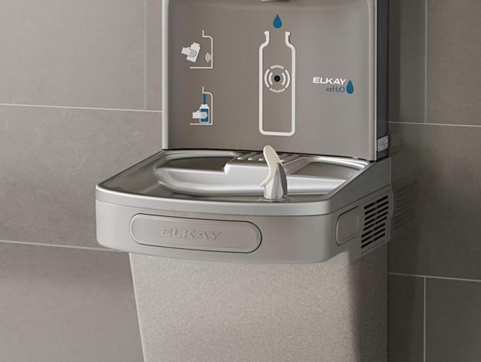 water filler station mounted on wall