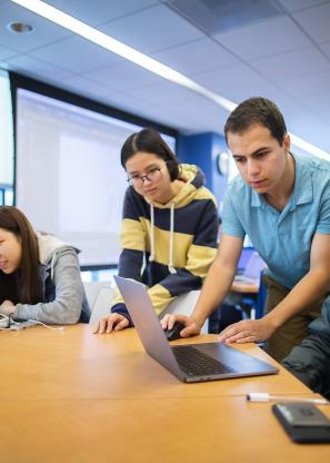 Students working at a table