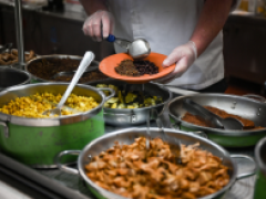 Chef prepares plant-based meal